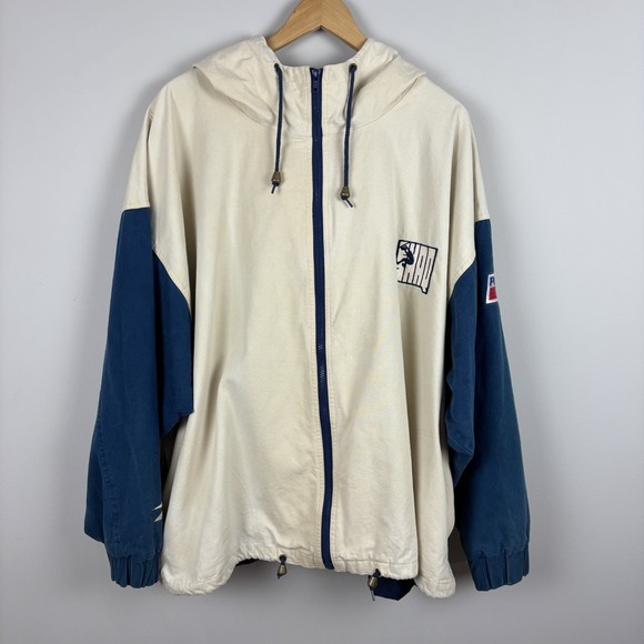 Vintage 90s Y2K Jacket Mens Large Reebok Shaq Pepsi Canvas Hooded‎ Full Zip Up L